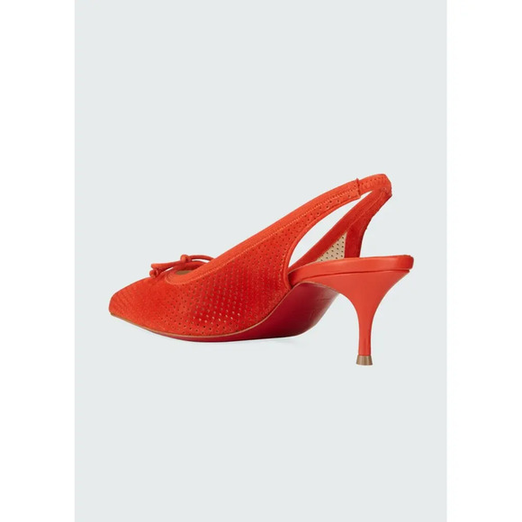Christian Louboutin Hall Sling Pump 55 VIF Red Orange Suede Slingback Heel 38 - Picture 8 of 12